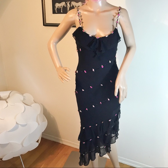 Sue Wong Dresses & Skirts - Sue Wong Rosette silk tiered ruffle Cocktail Dress